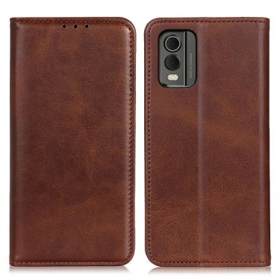 Nokia C32 "Split" brown leather flip case - book | Priedai.lt