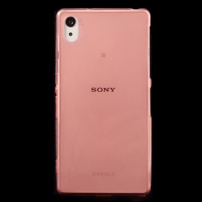Sony Xperia Z2 skaidrus (permatomas) kieto silikono TPU ploniausias pasaulyje raudonas dėklas / Priedai.lt