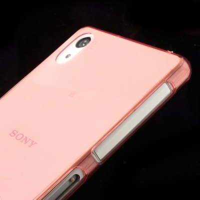 Sony Xperia Z2 skaidrus (permatomas) kieto silikono TPU ploniausias pasaulyje raudonas dėklas / Priedai.lt