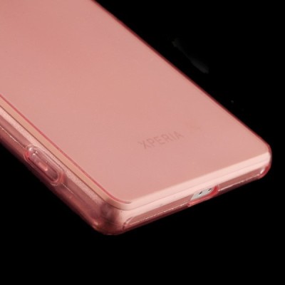 Sony Xperia Z2 skaidrus (permatomas) kieto silikono TPU ploniausias pasaulyje raudonas dėklas / Priedai.lt
