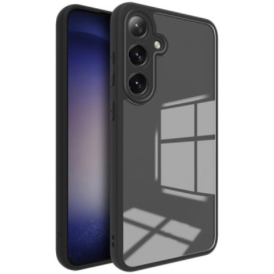 Samsung Galaxy S24 FE "Imak" hard silicone TPU transparent (black edges) case | Priedai.lt