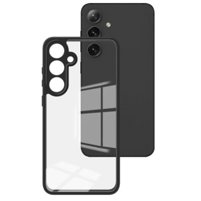 Samsung Galaxy S24 FE "Imak" hard silicone TPU transparent (black edges) case | Priedai.lt