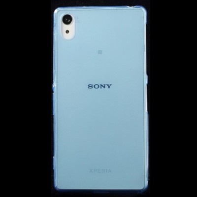Sony Xperia Z2 skaidrus (permatomas) kieto silikono TPU ploniausias pasaulyje mėlynas dėklas / Priedai.lt