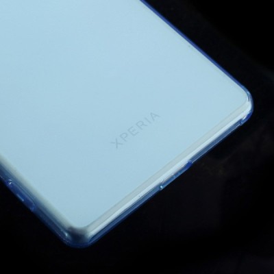 Sony Xperia Z2 skaidrus (permatomas) kieto silikono TPU ploniausias pasaulyje mėlynas dėklas / Priedai.lt