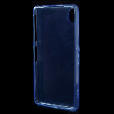 Sony Xperia Z2 skaidrus (permatomas) kieto silikono TPU ploniausias pasaulyje mėlynas dėklas / Priedai.lt