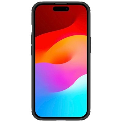 Apple iPhone 15 „Nillkin“ Frosted Shield Pro juodas dėklas - nugarėlė | Priedai.lt