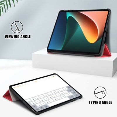 Xiaomi Pad 6 atverčiamas raudonas odinis dėklas (sulankstomas) | Priedai.lt