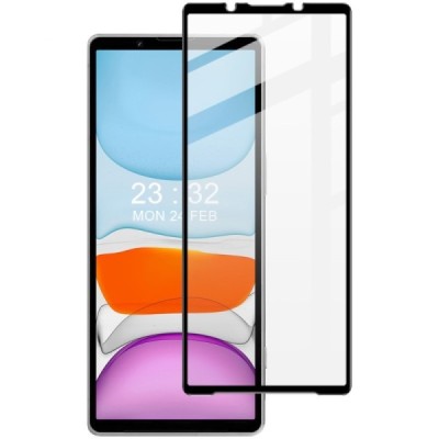 Sony Xperia 5 V „Imak“ Tempered Glass sustiprintos apsaugos juodas pilnai dengiantis apsauginis ekrano stiklas 0,2 mm | Priedai.