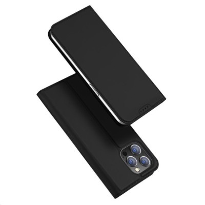 „Dux Ducis“ Skin serijos Apple iPhone 15 Pro juodas odinis atverčiamas dėklas | Priedai.lt