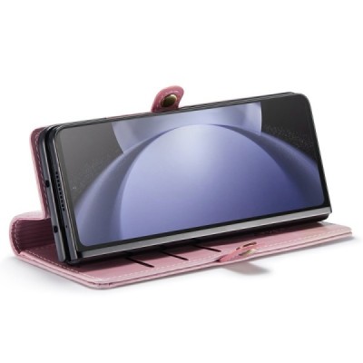 Samsung Galaxy Fold5 5G (SM-F946B) „CaseMe“ Leather solidus atverčiamas rožinis odinis dėklas - knygutė | Priedai.lt