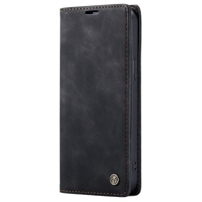 Apple iPhone 15 CaseMe Retro solidus atverčiamas juodas odinis dėklas - knygutė | Priedai.lt