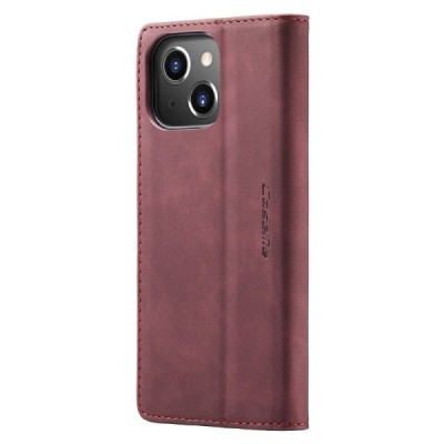 Apple iPhone 15 Plus CaseMe Retro solidus atverčiamas bordo odinis dėklas - knygutė | Priedai.lt