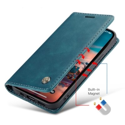 Apple iPhone 15 Plus CaseMe Retro solidus atverčiamas žalias odinis dėklas - knygutė | Priedai.lt