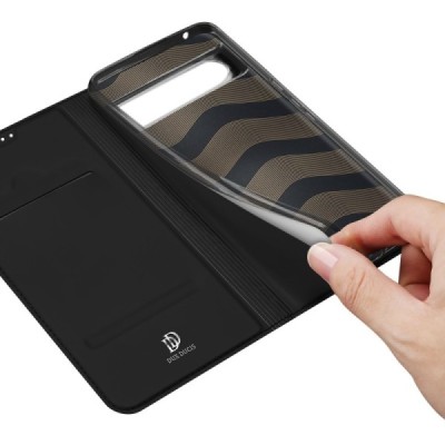 „Dux Ducis“ Skin serijos Google Pixel 8 Pro juodas odinis atverčiamas dėklas | Priedai.lt