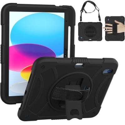 Apple iPad 11 2025, iPad 10.9 2022 reinforced protection (360°) black case - back | Priedai.lt