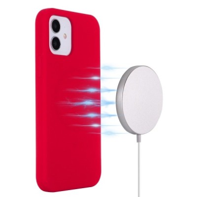 Apple iPhone 12 ir Apple iPhone 12 Pro Shell MagSafe kieto silikono TPU raudonas dėklas - nugarėlė | Priedai.lt