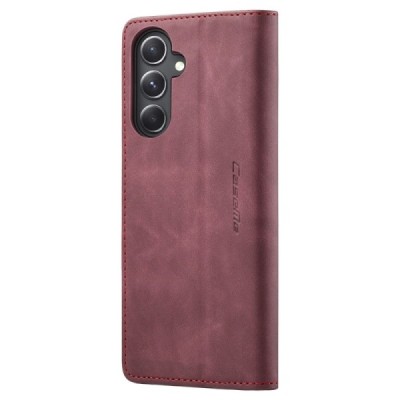 Samsung Galaxy S23 FE (Fan Edition) CaseMe Retro solidus atverčiamas bordo odinis dėklas - knygutė | Priedai.lt