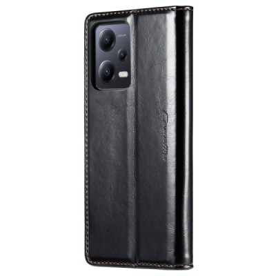 Xiaomi Redmi Note 12 Pro+ 5G „CaseMe“ Leather solidus atverčiamas juodas odinis dėklas - knygutė | Priedai.lt