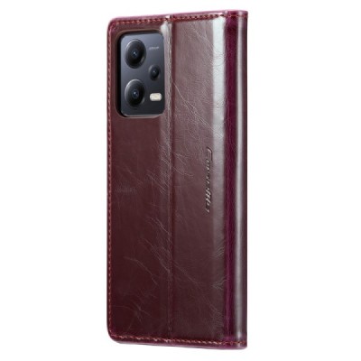 Xiaomi Redmi Note 12 Pro+ 5G „CaseMe“ Leather solidus atverčiamas bordo odinis dėklas - knygutė | Priedai.lt