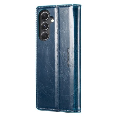 Samsung Galaxy S23 FE (Fan Edition) „CaseMe“ Leather solidus atverčiamas mėlynas odinis dėklas - knygutė | Priedai.lt