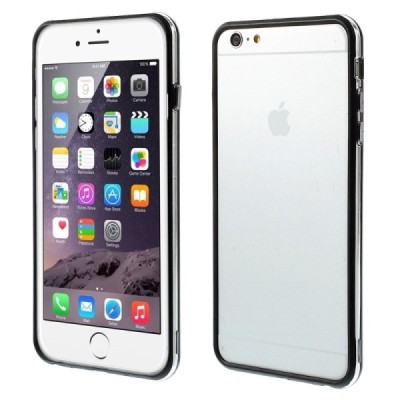Apple iPhone 6 Plus (6s Plus) skaidrus permatomas rėmelis (kraštų apvadas, bamperis) - juodas / Priedai.lt