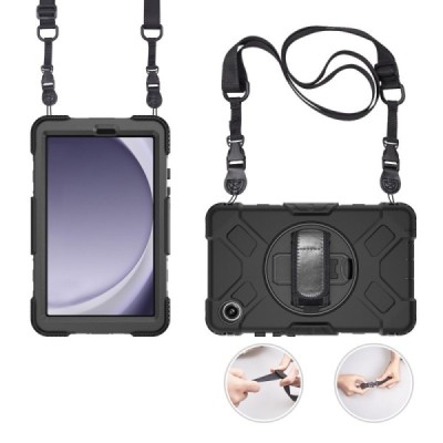 Samsung Galaxy Tab A9 reinforced protection (360°) black case - back | Priedai.lt