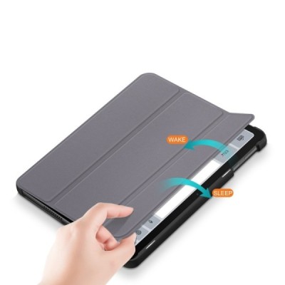 Huawei MatePad SE 10.4'' atverčiamas pilkas odinis dėklas - knygutė (sulankstomas) | Priedai.lt