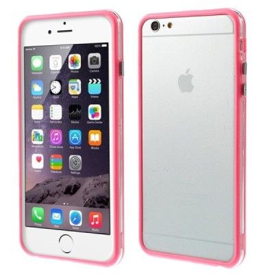 Apple iPhone 6 Plus (6s Plus) skaidrus permatomas rėmelis (kraštų apvadas, bamperis) - rožinis / Priedai.lt