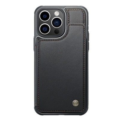 Apple iPhone 15 Pro Max „CaseMe“ Wallet juodas dėklas - nugarėlė | Priedai.lt