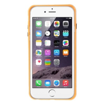 Apple iPhone 6 Plus (6s Plus) skaidrus permatomas rėmelis (kraštų apvadas, bamperis) - oranžinis / Priedai.lt
