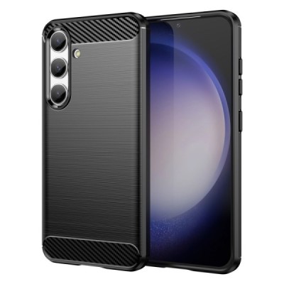 Samsung Galaxy S24 (SM-S921) „Carbon“ kieto silikono TPU juodas dėklas - nugarėlė | Priedai.lt