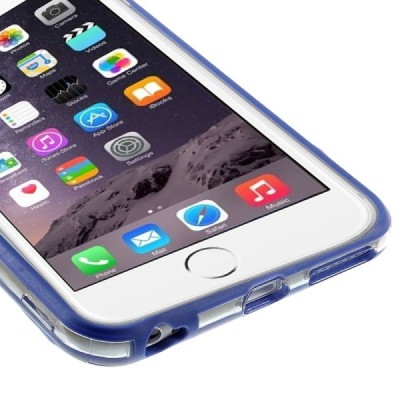 Apple iPhone 6 Plus (6s Plus) skaidrus permatomas rėmelis (kraštų apvadas, bamperis) - tamsiai mėlynas / Priedai.lt