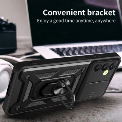 Sustiprintos apsaugos „Kickstand“ Samsung Galaxy A25 (SM-A256) juodas kieto silikono (TPU) ir plastiko dėklas | Priedai.lt