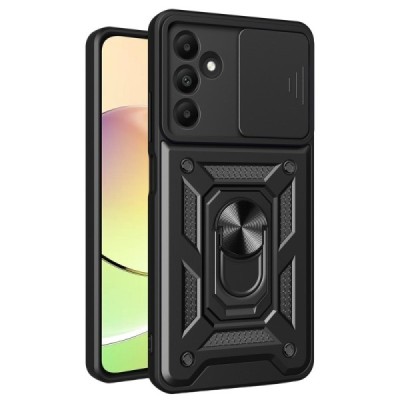 Sustiprintos apsaugos „Kickstand“ Samsung Galaxy A15 5G (SM-A156B, SM-A155F) juodas kieto silikono (TPU) ir plastiko dėklas | Pr