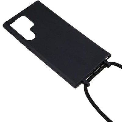 Samsung Galaxy S24 Ultra (SM-S928) Strap kieto silikono TPU juodas dėklas - nugarėlė | Priedai.lt