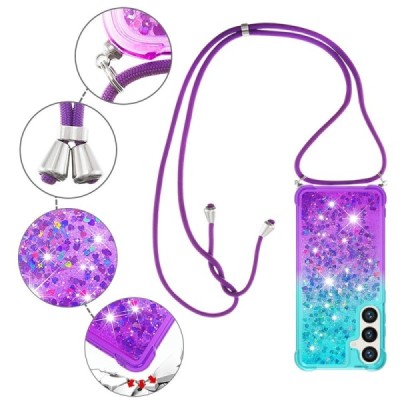 Samsung Galaxy S24+ (SM-S926) „Strap“ Shine kieto silikono TPU mėlynas violetinis dėklas - nugarėlė | Priedai.lt