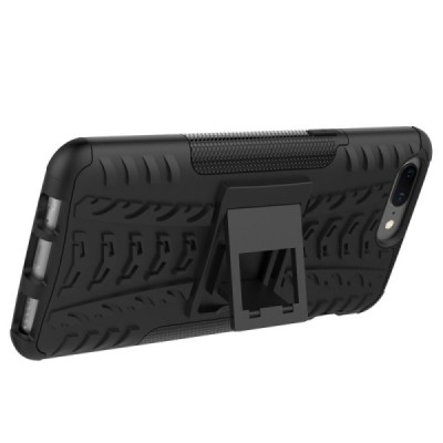 Sustiprintos apsaugos „Kickstand“ OnePlus 5 juodas kieto silikono (TPU) ir plastiko dėklas | Priedai.lt