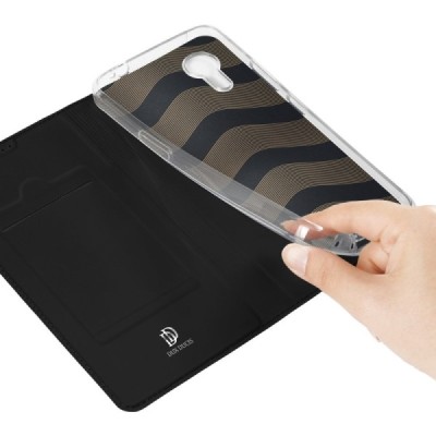 „Dux Ducis“ Skin serijos Samsung Galaxy Xcover 7 (G556B) juodas odinis atverčiamas dėklas | Priedai.lt