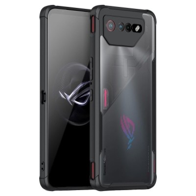 Asus ROG Phone 6 5G (Rog Phone 7) Armor skaidrus juodos spalvos apvadais kieto silikono (TPU) dėklas | Priedai.lt