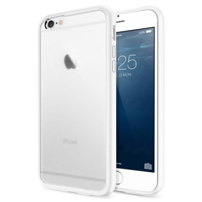 Apple iPhone 6 Plus (6s Plus) skaidrus matinis plastikinis dėklas su baltu TPU rėmeliu / Priedai.lt