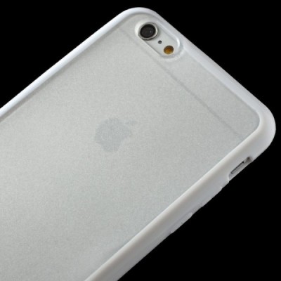 Apple iPhone 6 Plus (6s Plus) skaidrus matinis plastikinis dėklas su baltu TPU rėmeliu / Priedai.lt