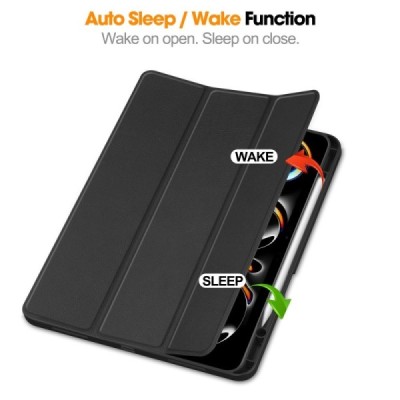 Apple iPad Pro 13 (2025) / 13 (2024) flip black leather case - book with stylus slot | Priedai.lt