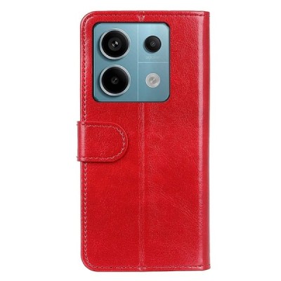 Xiaomi Redmi Note 13 Pro 5G (Poco X6 5G) atverčiamas raudonas odinis dėklas, knygutė - piniginė | Priedai.lt