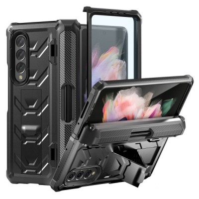 „Rugged“ Charcoal Fibre dėklas Samsung Galaxy Z Fold3 5G (F926B) juodas | Priedai.lt