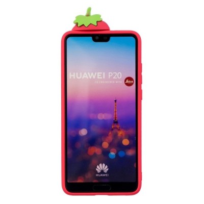 Huawei P20 „Squezy“ Strawberry hard silicone (TPU) red case | Priedai.lt