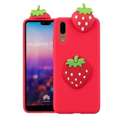 Huawei P20 „Squezy“ Strawberry hard silicone (TPU) red case | Priedai.lt