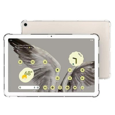 Google Pixel Tablet reinforced protection hard silicone TPU transparent case - back | Priedai.lt