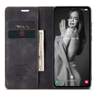 Samsung Galaxy A55 5G (SM-A556) CaseMe Retro Solid Flip Case Book - Black | Priedai.lt