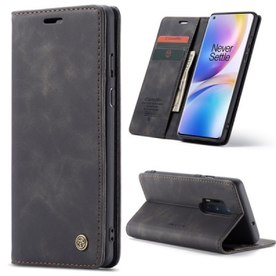 OnePlus 8 Pro CaseMe Retro Solid Flip Case Book - Black | Priedai.lt