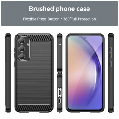 Samsung Galaxy A55 5G (SM-A556E) "Carbon" hard silicone (TPU) black case - cover | Priedai.lt